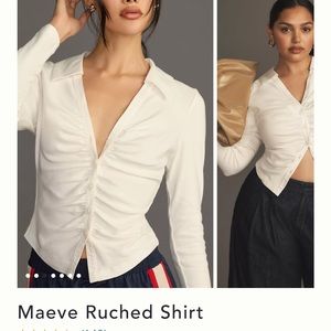 NWT Maeve ruched white shirt.
